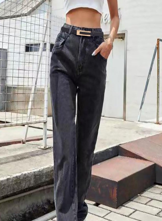 QFSH Women PU Leather Belt Retro Versatile Skinny Waist Belt with Gold Buckle Black Thin Belt for Dress Pants Jeans - Image 5